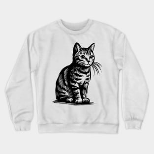 Stick figure cat in black ink Crewneck Sweatshirt